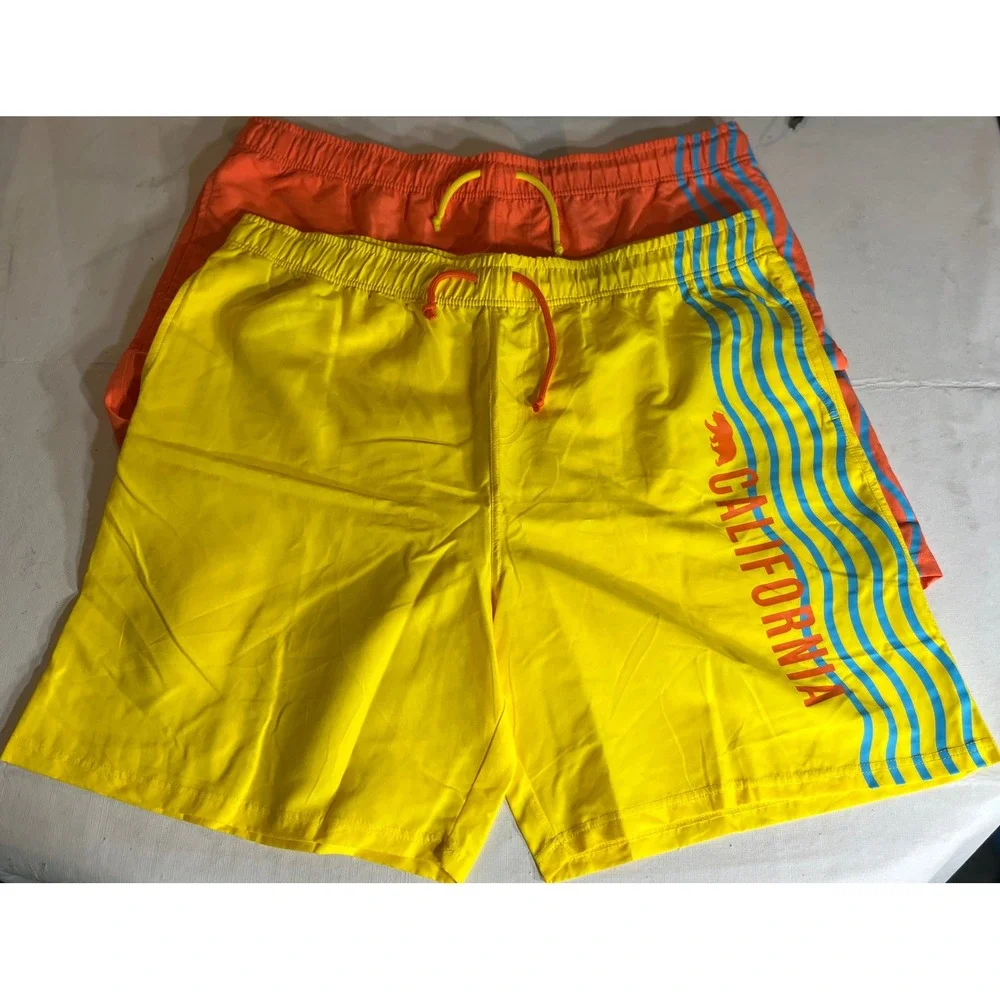 Creative Apparel Concepts Mens California Swim Trunks XXL Yellow Orange 2 Pack